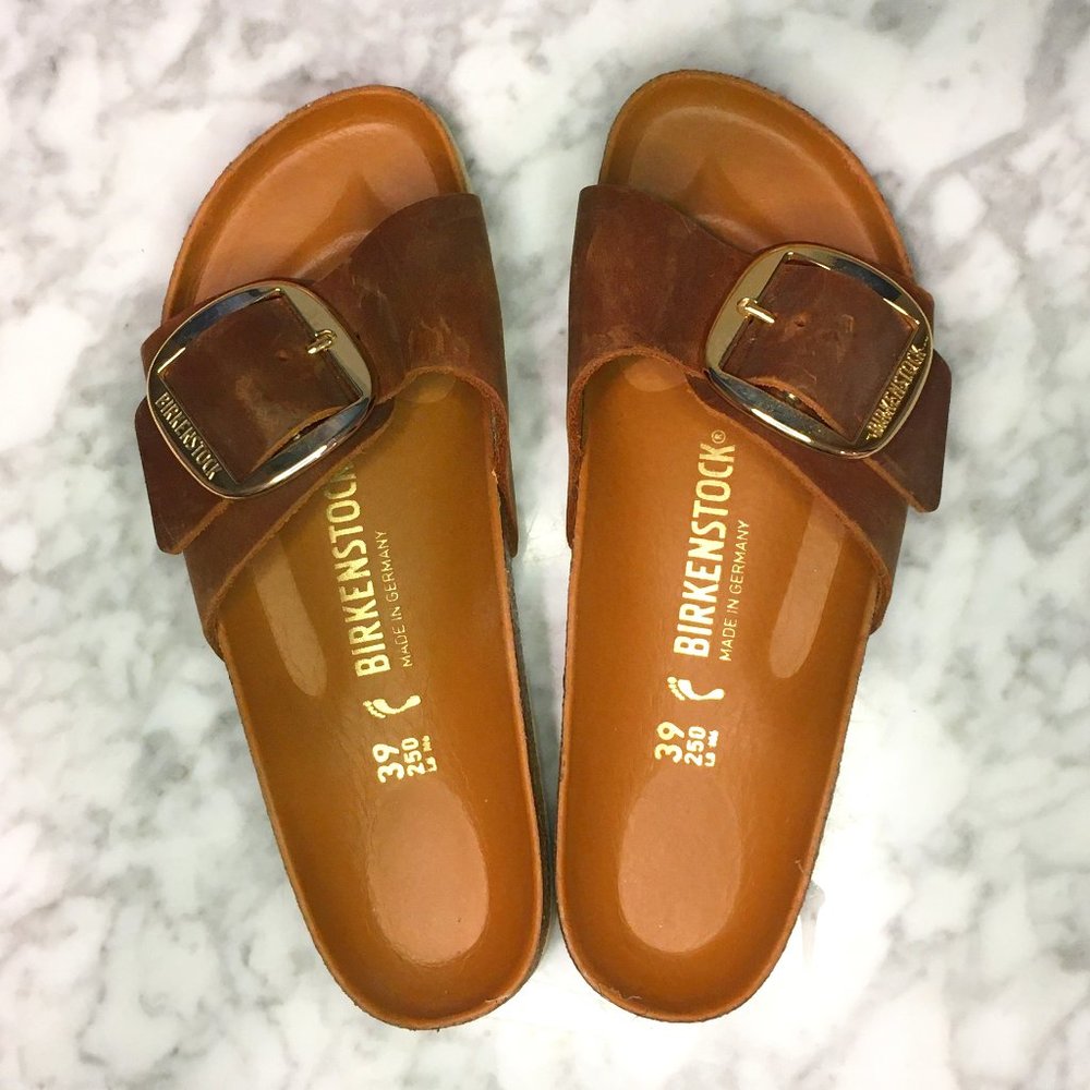 Birkenstock Madrid Big Buckel Oiled Leather Cognac (EU 39, US 8/8.5)